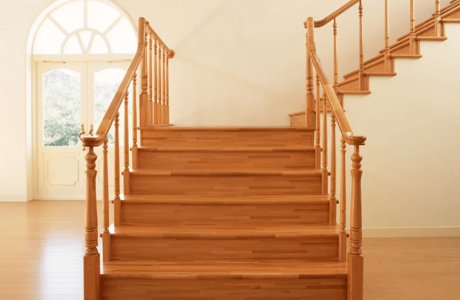 Wooden staircase handrail