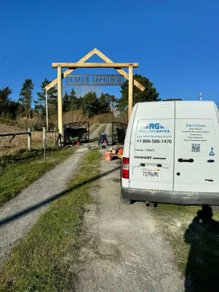Photo Of A Technician At A Ranch Entrance Learning How To Fix A Sagging Gate