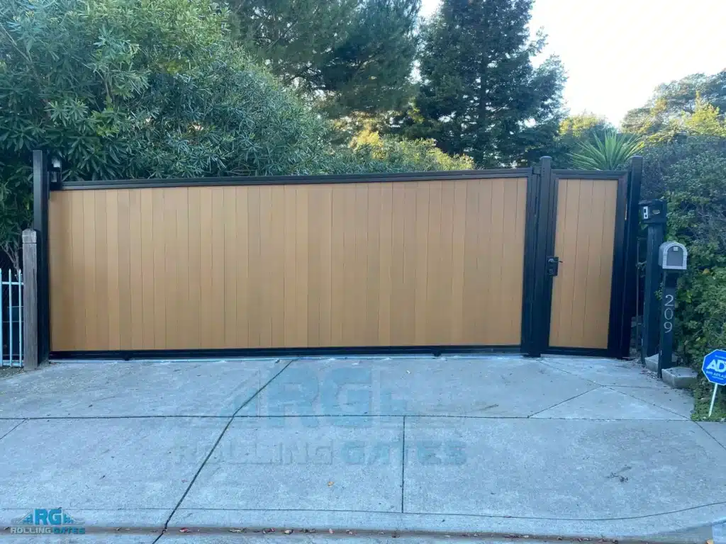 Photo Comparing Types Of Gates Like Wood Sliding And Side Pedestrian Setups